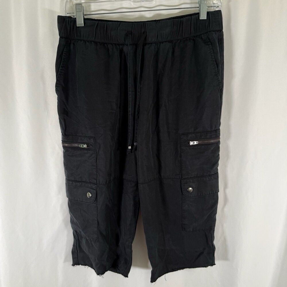 Banana Republic Pants Women's Small Black Drawstring Cargo Pockets 100% Lyocell